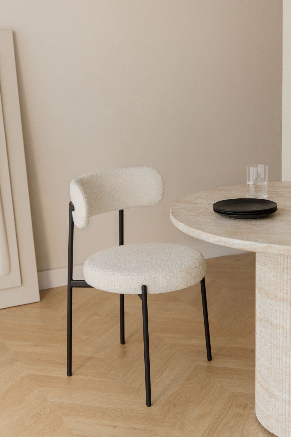 Set van 2 eetkamerstoelen in Anisa bouclé stof, galerij beeld 1