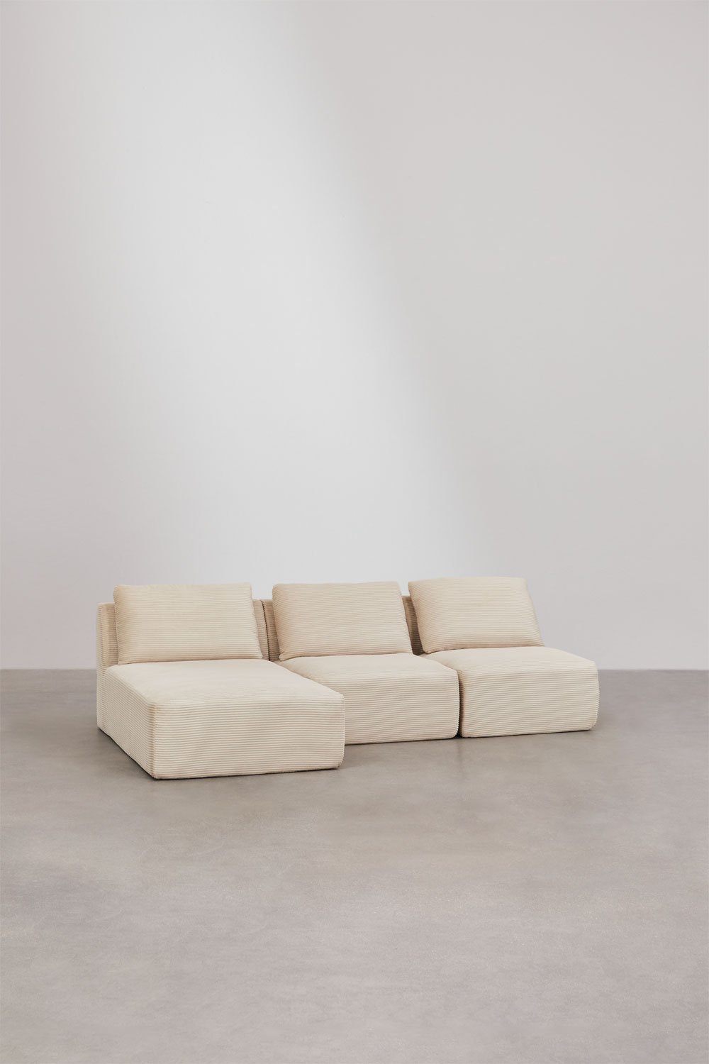 Linker 3-delige modulaire chaise longue bank in vacuüm verpakt fluweel Temple, galerij beeld 4