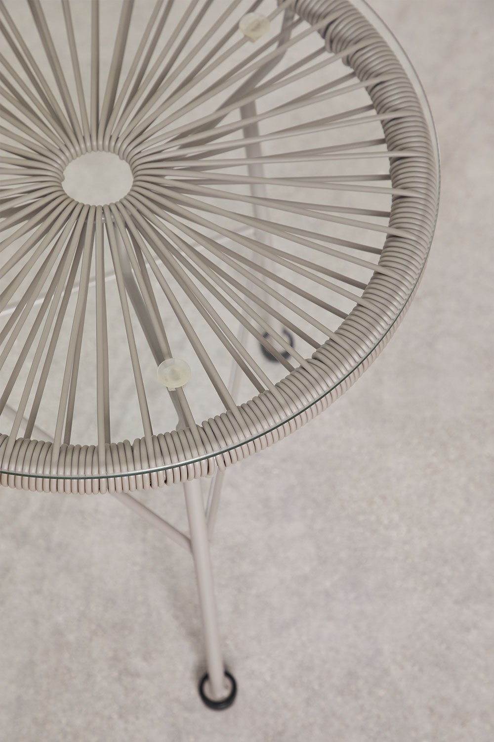 Ronde bijzettafel Ø45 cm in staal en synthetisch riet Acapulco, galerij beeld 2