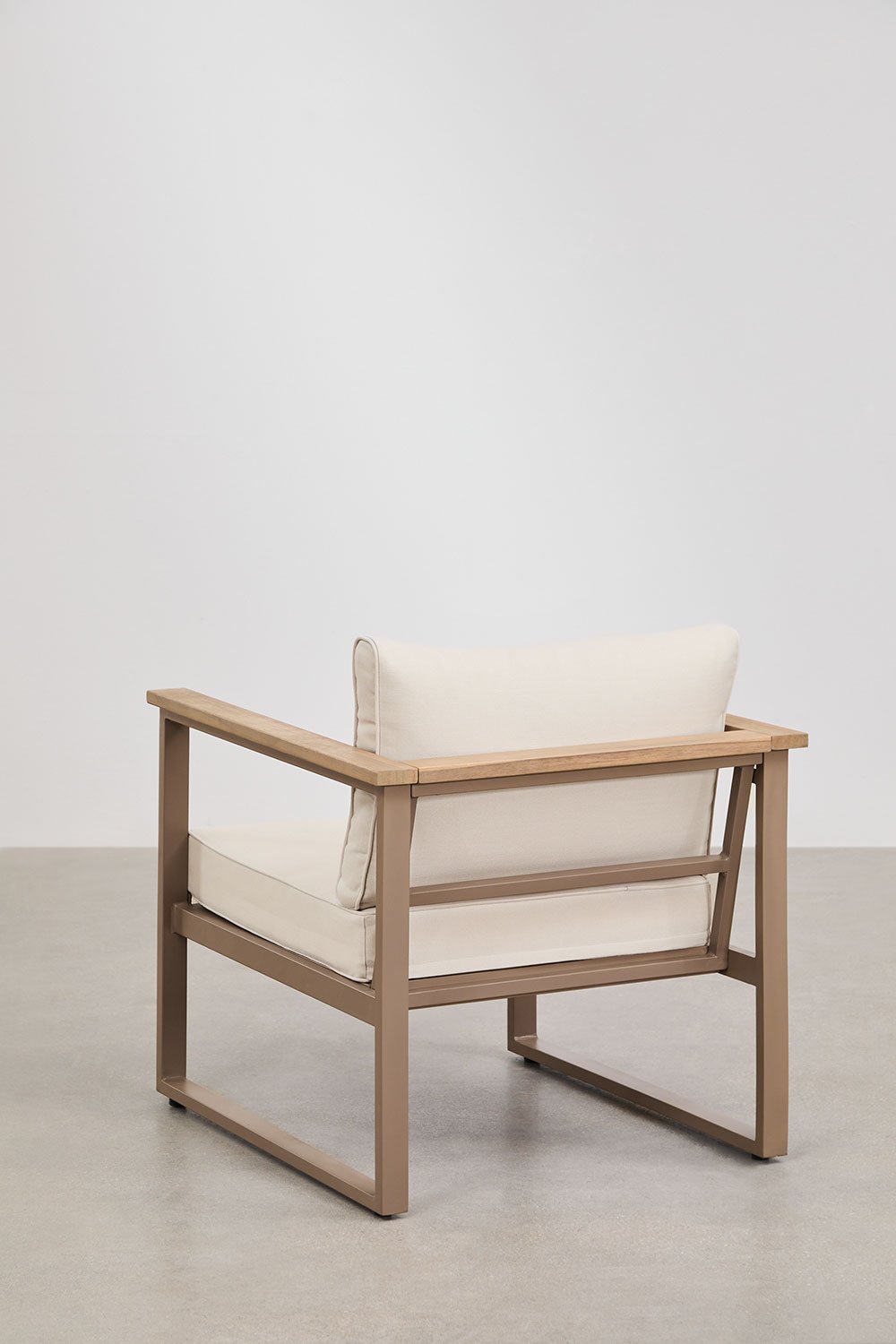 Aluminium en Lipov acaciahouten fauteuil, galerij beeld 3