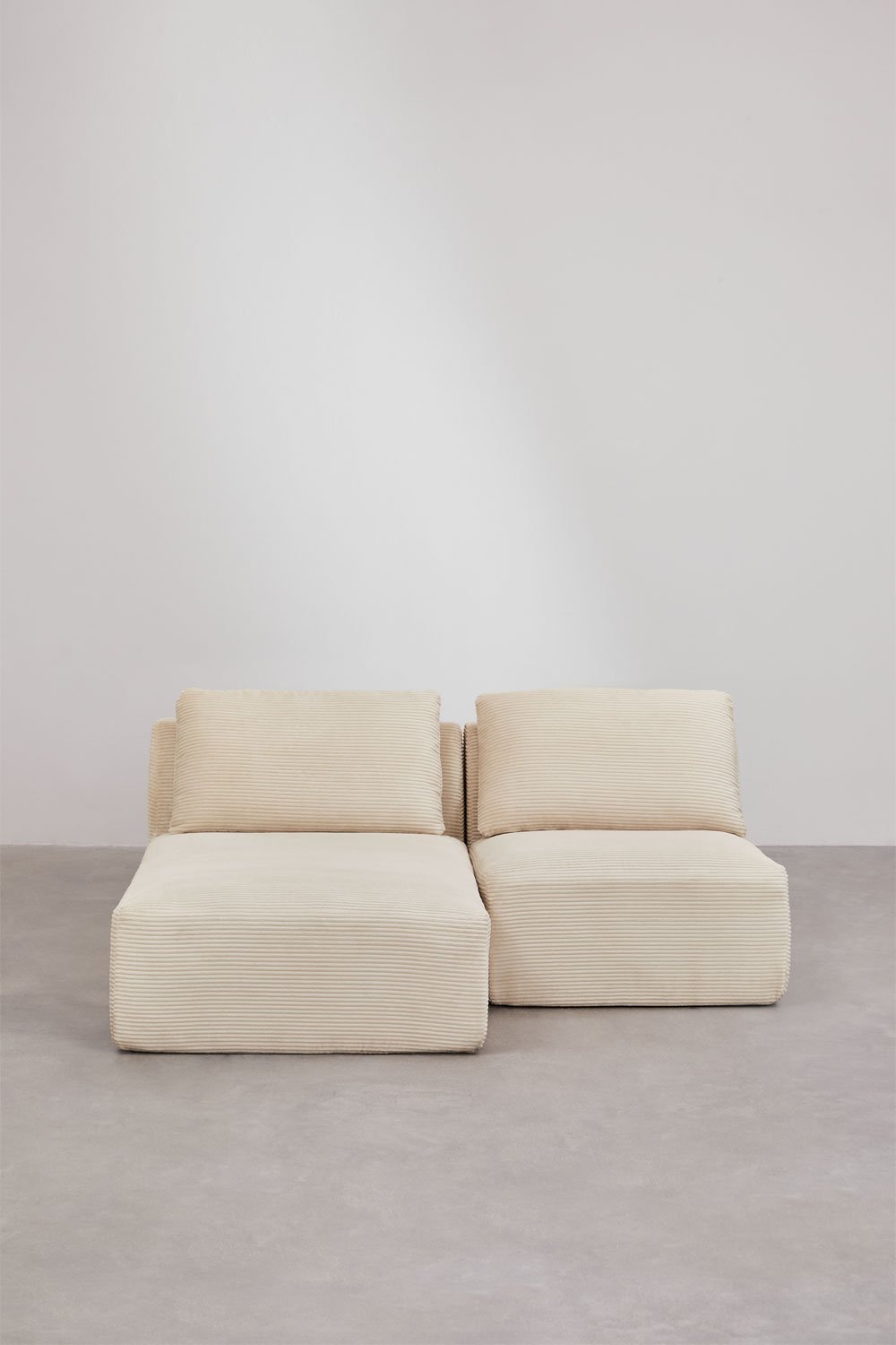 Modulaire linker chaise longue bank van 2 delen in vacuüm verpakte corduroy Temple, galerij beeld 6