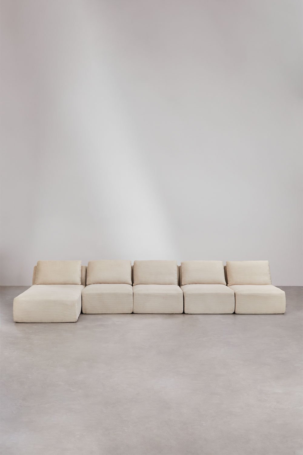 Modulaire linker chaise longue bank van 5 delen in vacuüm verpakte corduroy Temple, galerij beeld 4