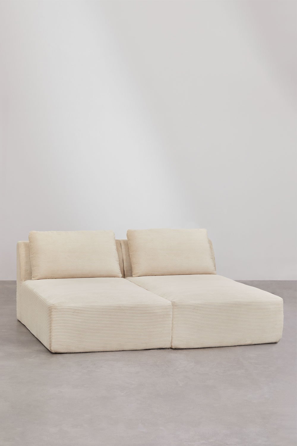 2-delige modulaire chaise longue-bank van vacuümverpakt corduroy Temple, galerij beeld 1