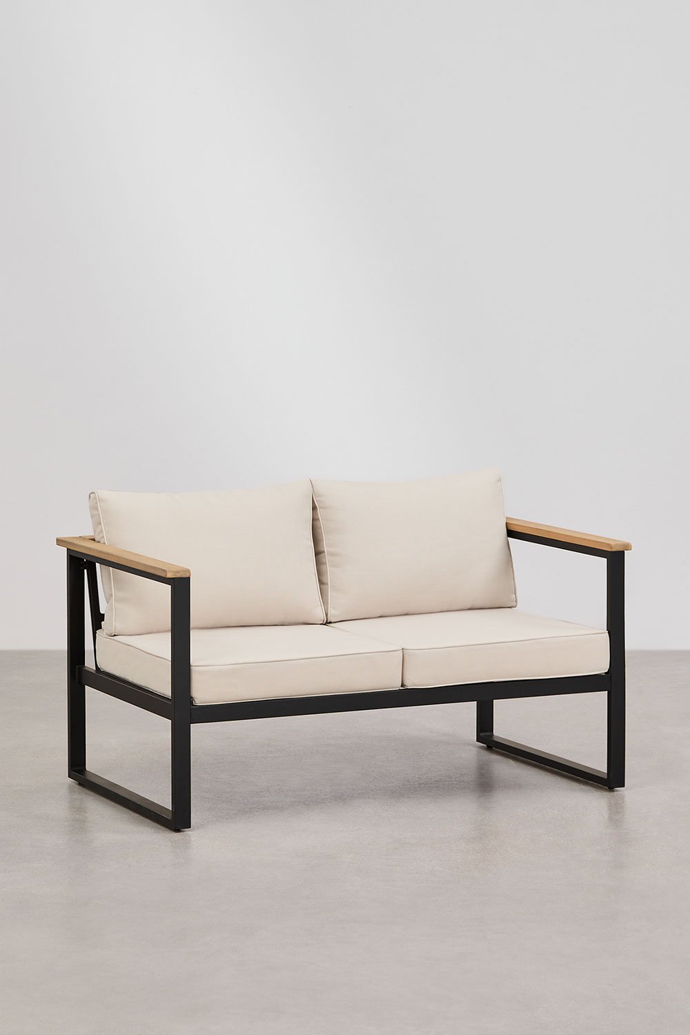 Tuinset met een 2-zitsbank, 2 fauteuils en een salontafel in aluminium en Lipov acaciahout., galerij beeld 3