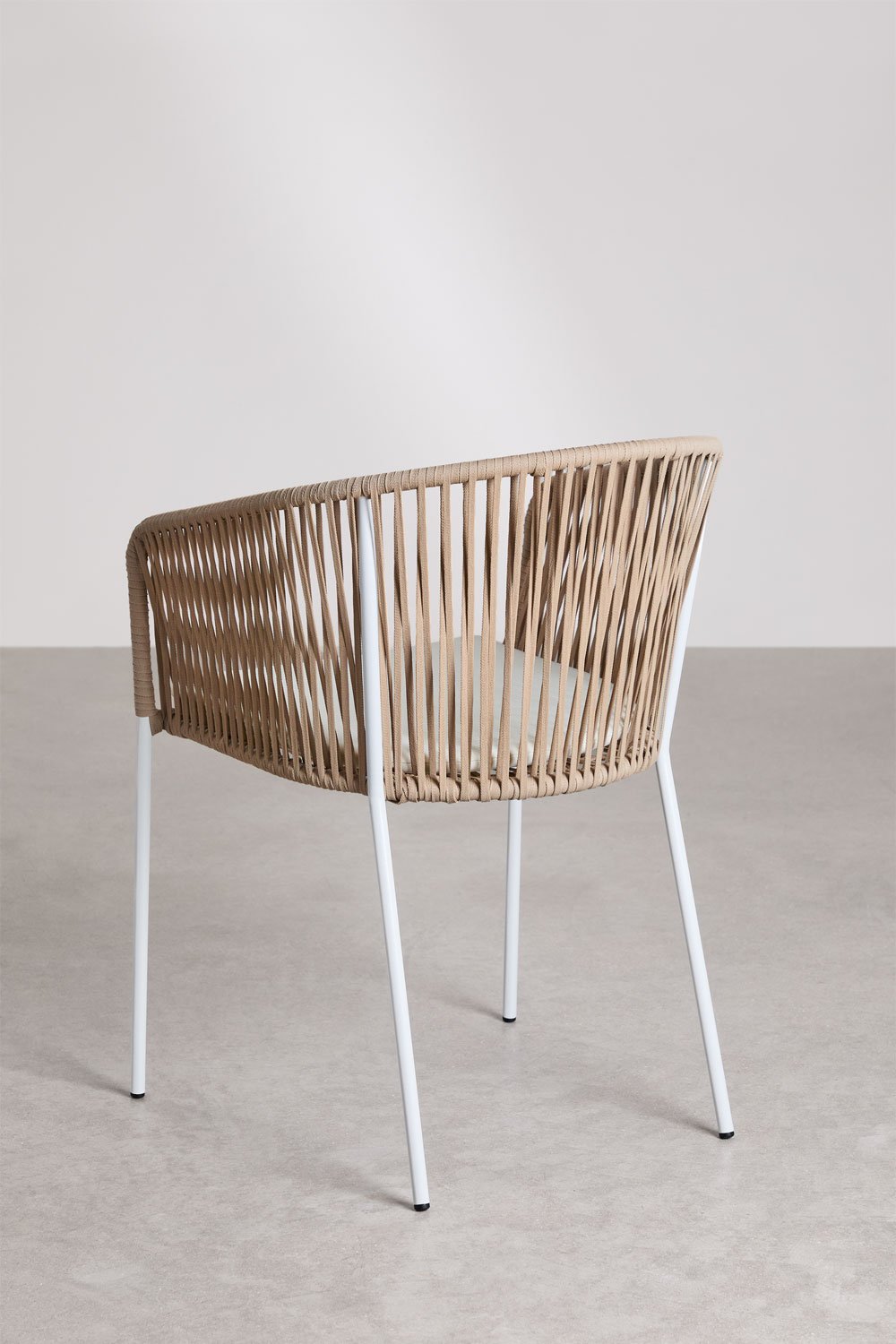 Set van 4 tuinstoelen met armleuningen van ijzer en gevlochten touw Jocelyn, galerij beeld 5