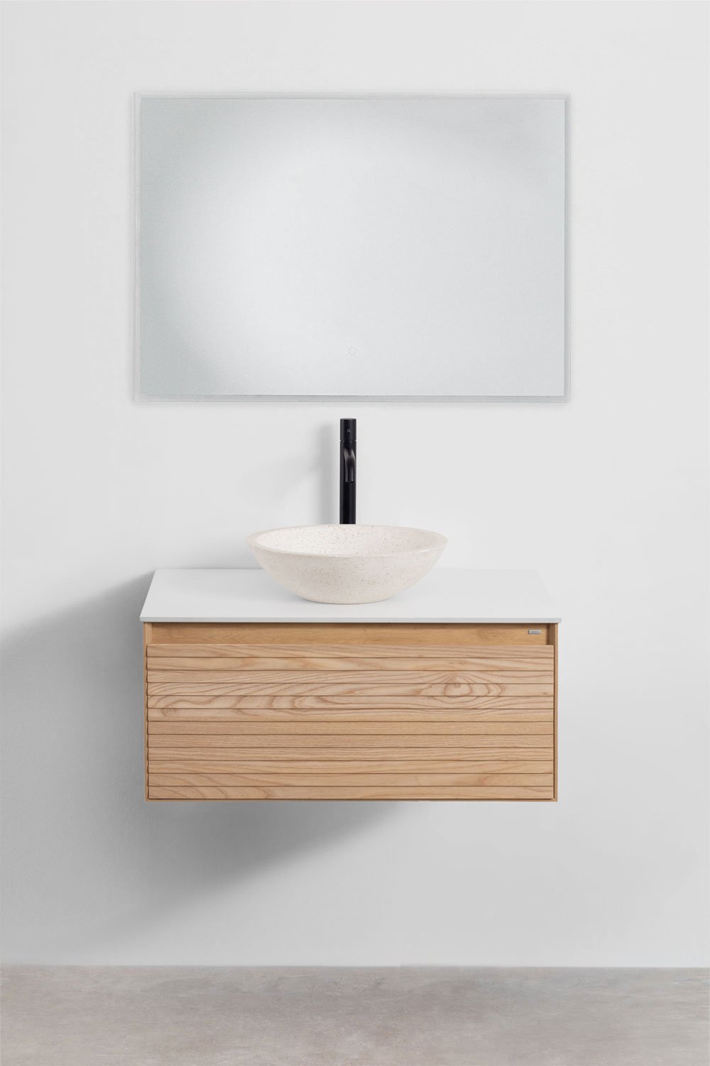 Tedrik zwevend badkamermeubelset 80x50 cm in essenhout, galerij beeld 2