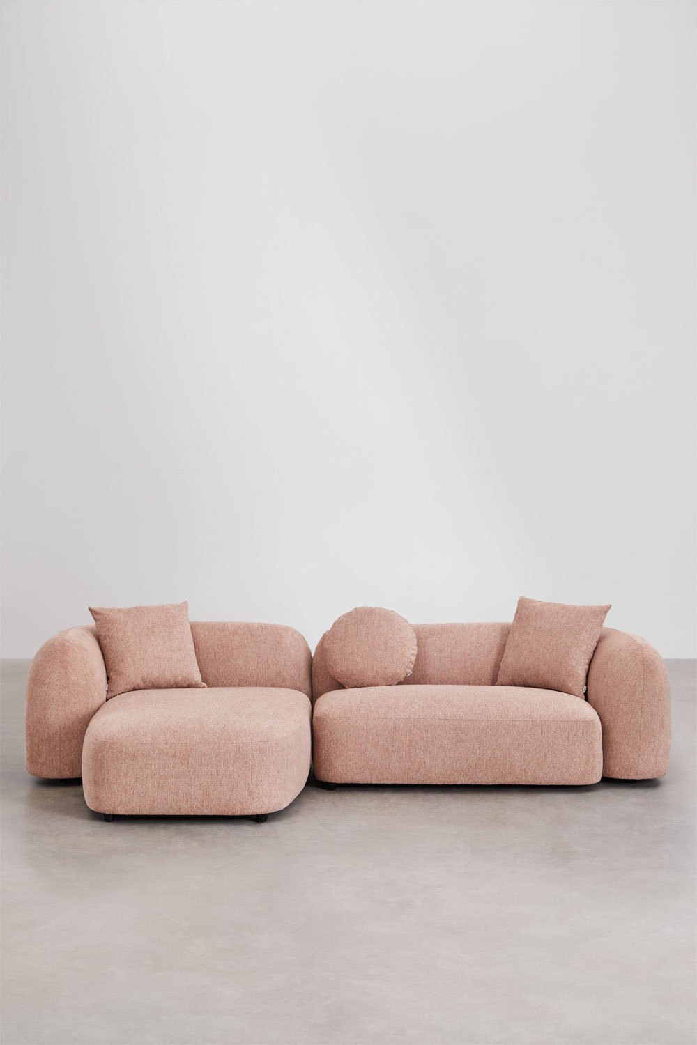 Modulaire bank met linker chaise longue van 2 delen in chenille Coco, galerij beeld 5