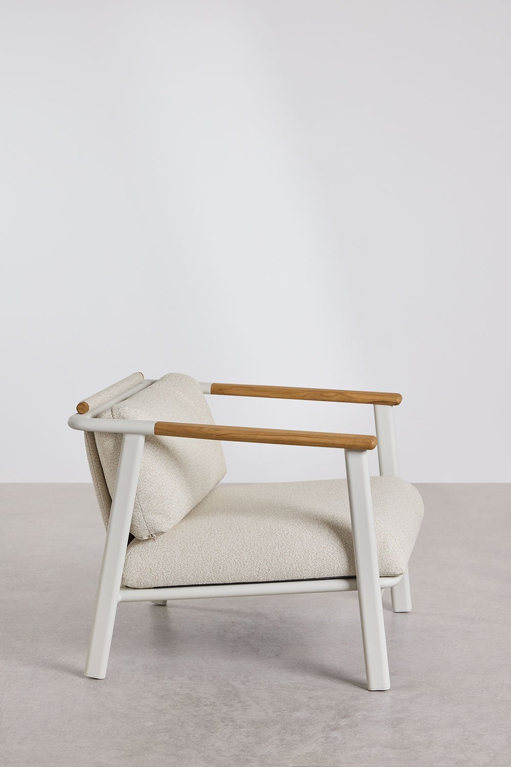 Yervin fauteuil in aluminium en bouclé stof, galerij beeld 3