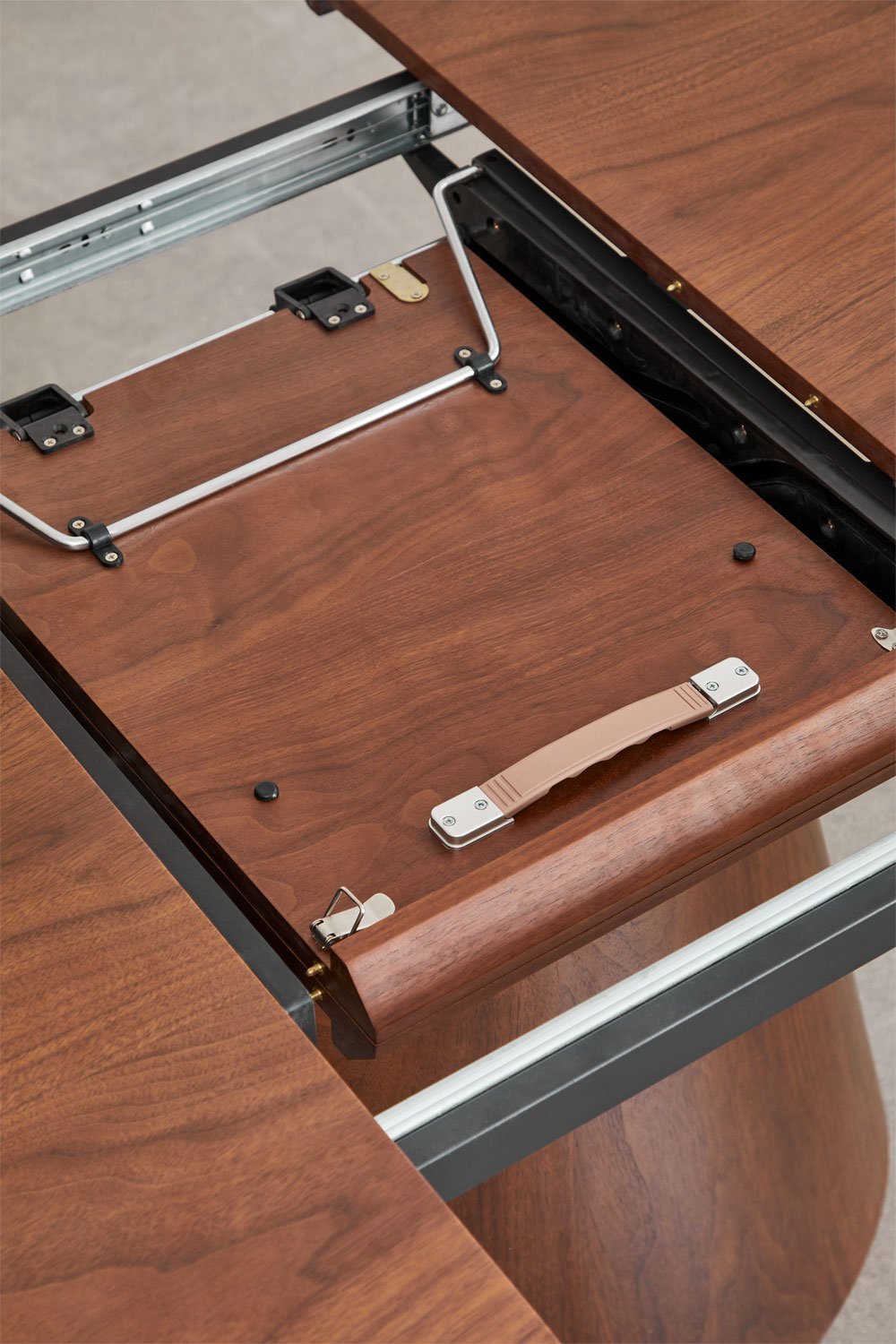 Ovale eettafel 160-200x100 cm uitschuifbaar in MDF en fineer Gala, galerij beeld 7