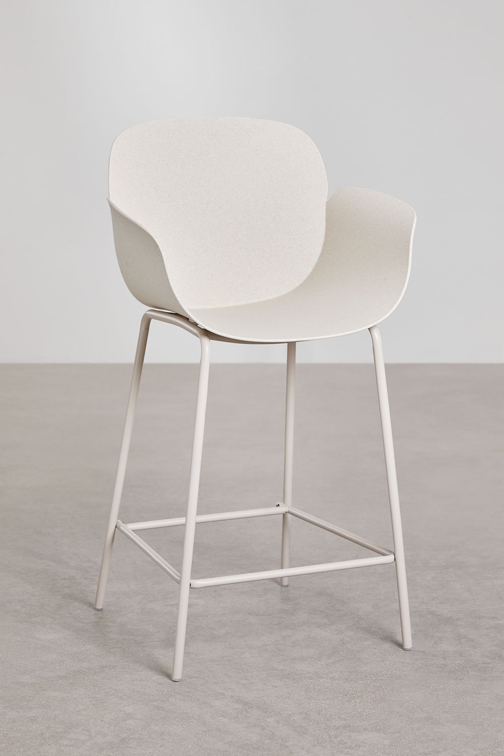 Hoge kruk 65 cm van polypropyleen en steenwit ijzer Lynette, galerij beeld 2
