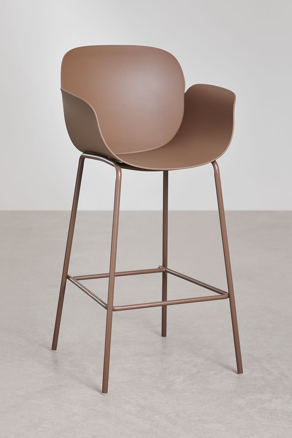 Set van 4 hoge krukken 75 cm van polypropyleen en karamelbruin staal Lynette, galerij beeld 3