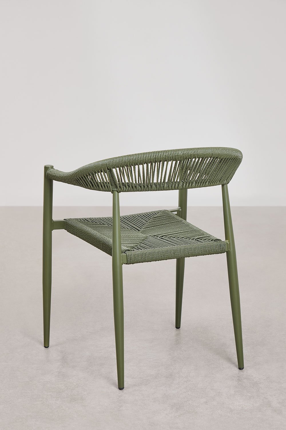 Pakket van 4 stapelbare tuinstoelen met armleuningen in aluminium en synthetisch rotan Amatria, galerij beeld 4