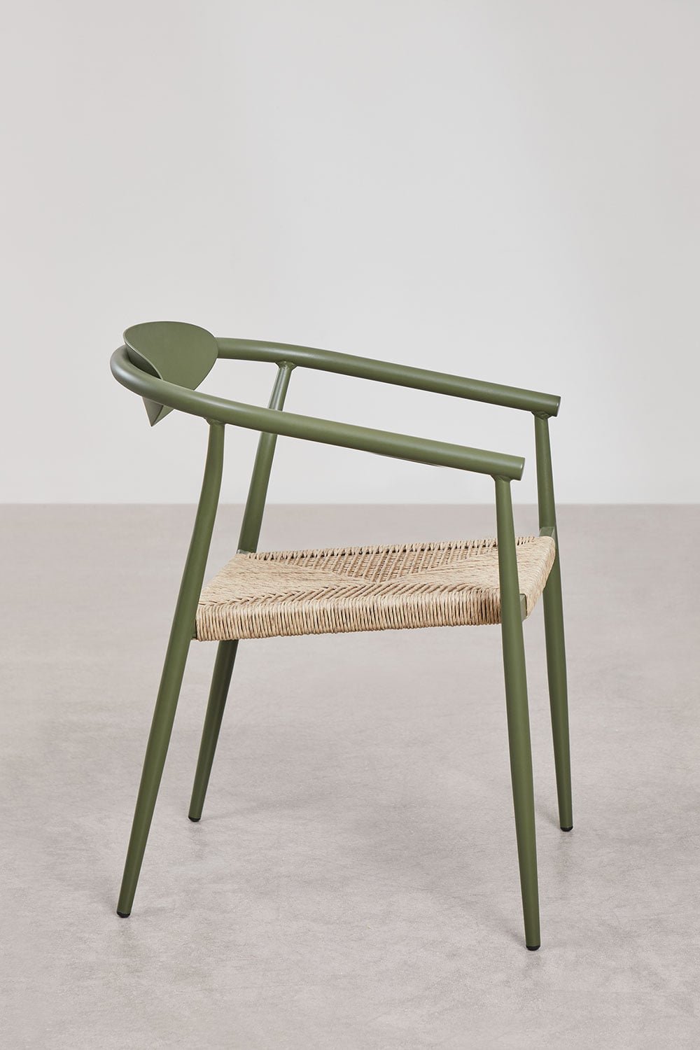 Set van 2 stapelbare eetkamerstoelen met armleuningen in aluminium en synthetisch rotan Marsha, galerij beeld 3