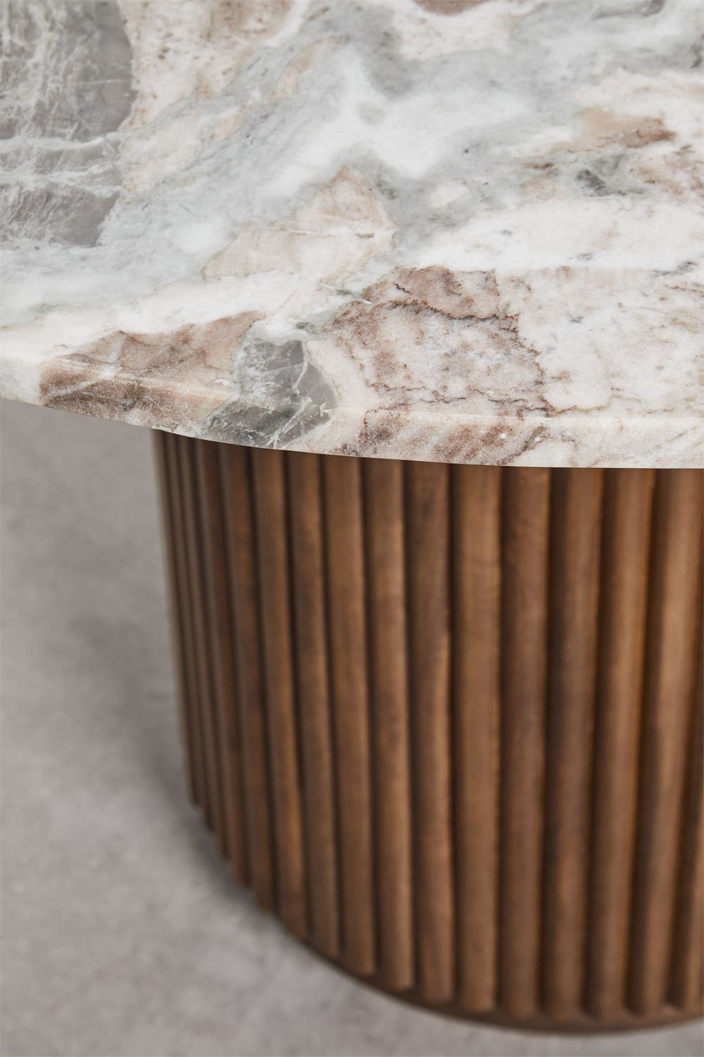 Ronde eettafel Giselda in natuursteen en mangohout , galerij beeld 5