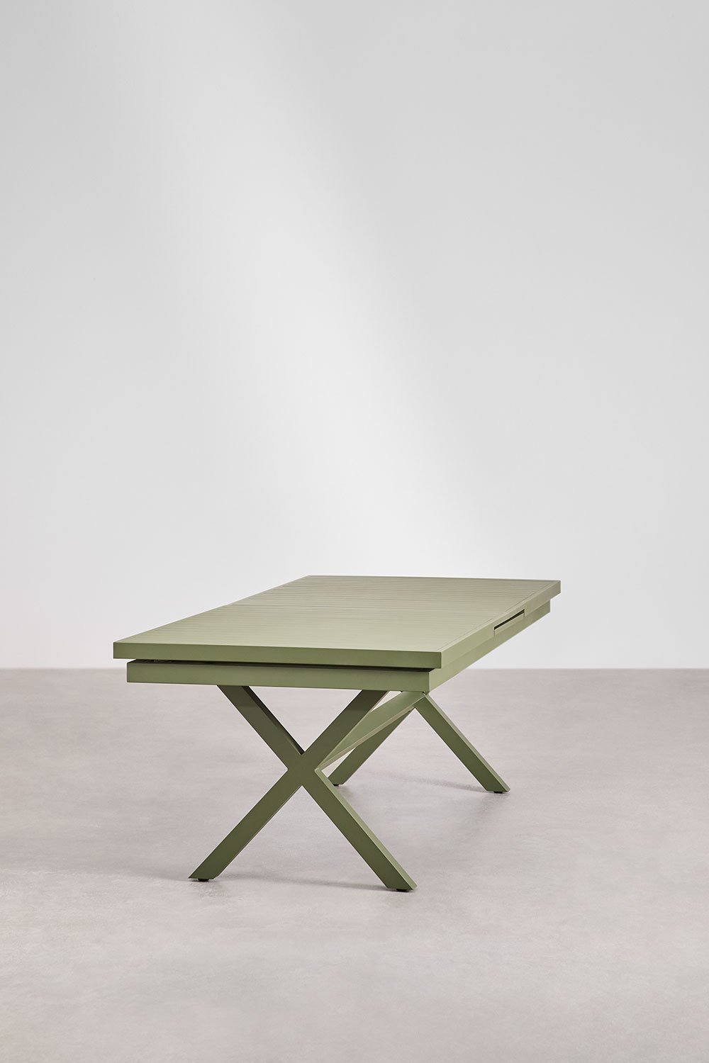 Karena rechthoekige uitschuifbare tafelset 240-300x100 cm en 8 stapelbare tuinstoelen met aluminium armleuningen, galerij beeld 5