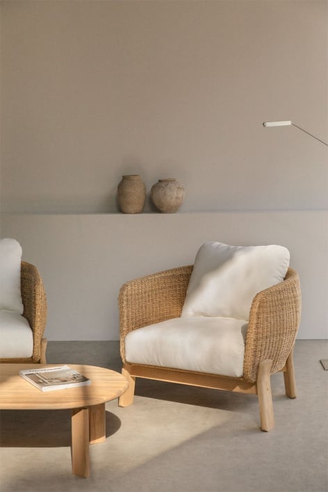 Leilan fauteuil van acaciahout en synthetisch rotan