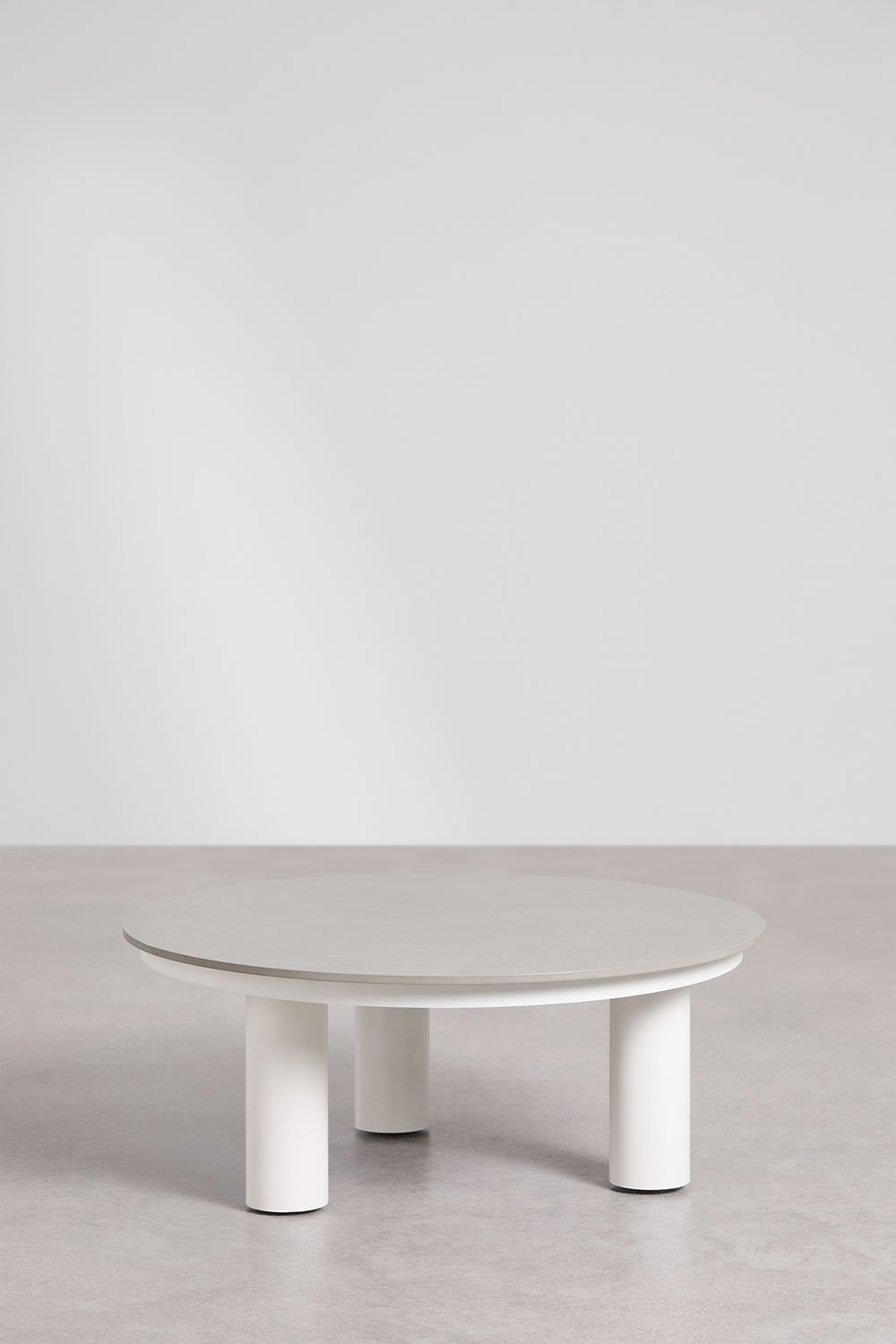 Ronde tuintafel Ø80 cm in gesinterde steen en aluminium Umeko, galerij beeld 2