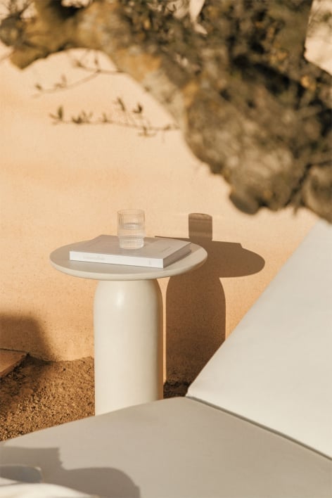 Ronde bijzettafel voor de tuin Ø45 cm in cement Layana