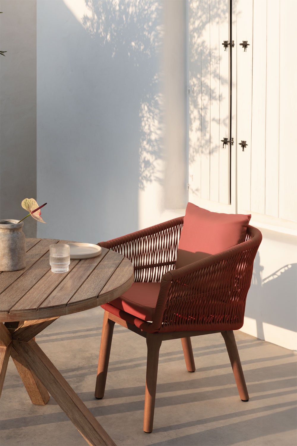 Set van 2 tuinstoelen van acaciahout en gevlochten touw Barker, galerij beeld 1