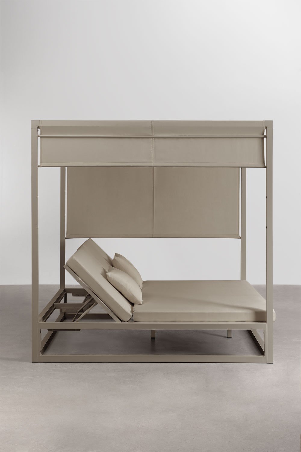 Liggend Balinees bed in aluminium en Nasau-stof, galerij beeld 5