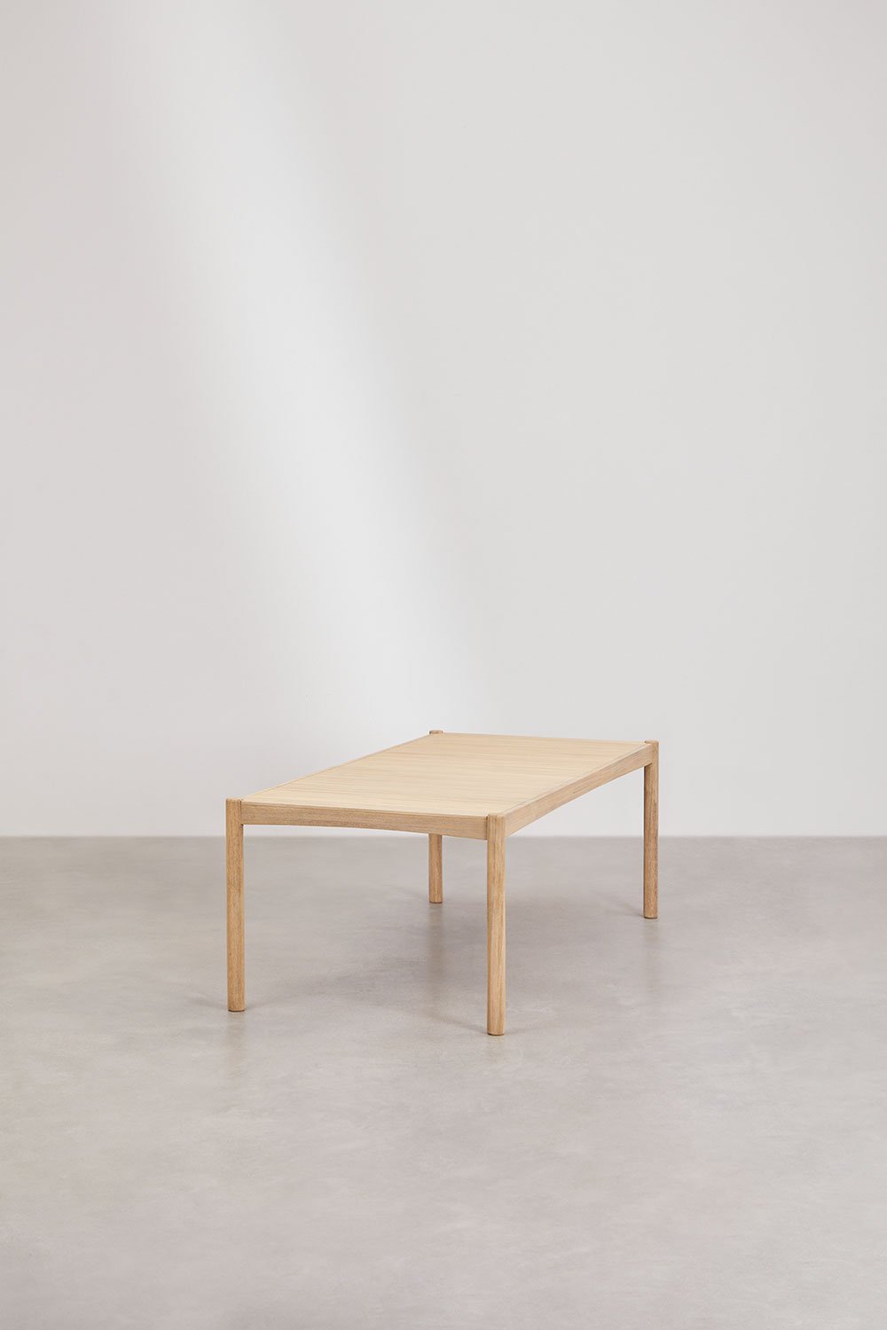 Rechthoekige eettafelset 220x100 cm met 8 eetkamerstoelen van acaciahout en gevlochten touw Karvia, galerij beeld 4