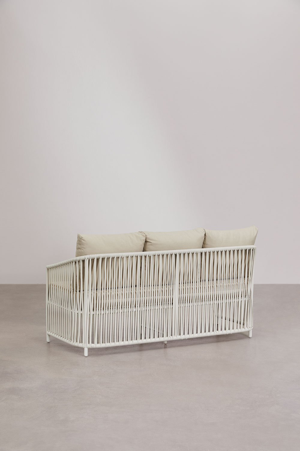 Tuinset met een 2-zitsbank, 2 fauteuils en salontafels van aluminium en Sophie gevlochten touw., galerij beeld 8