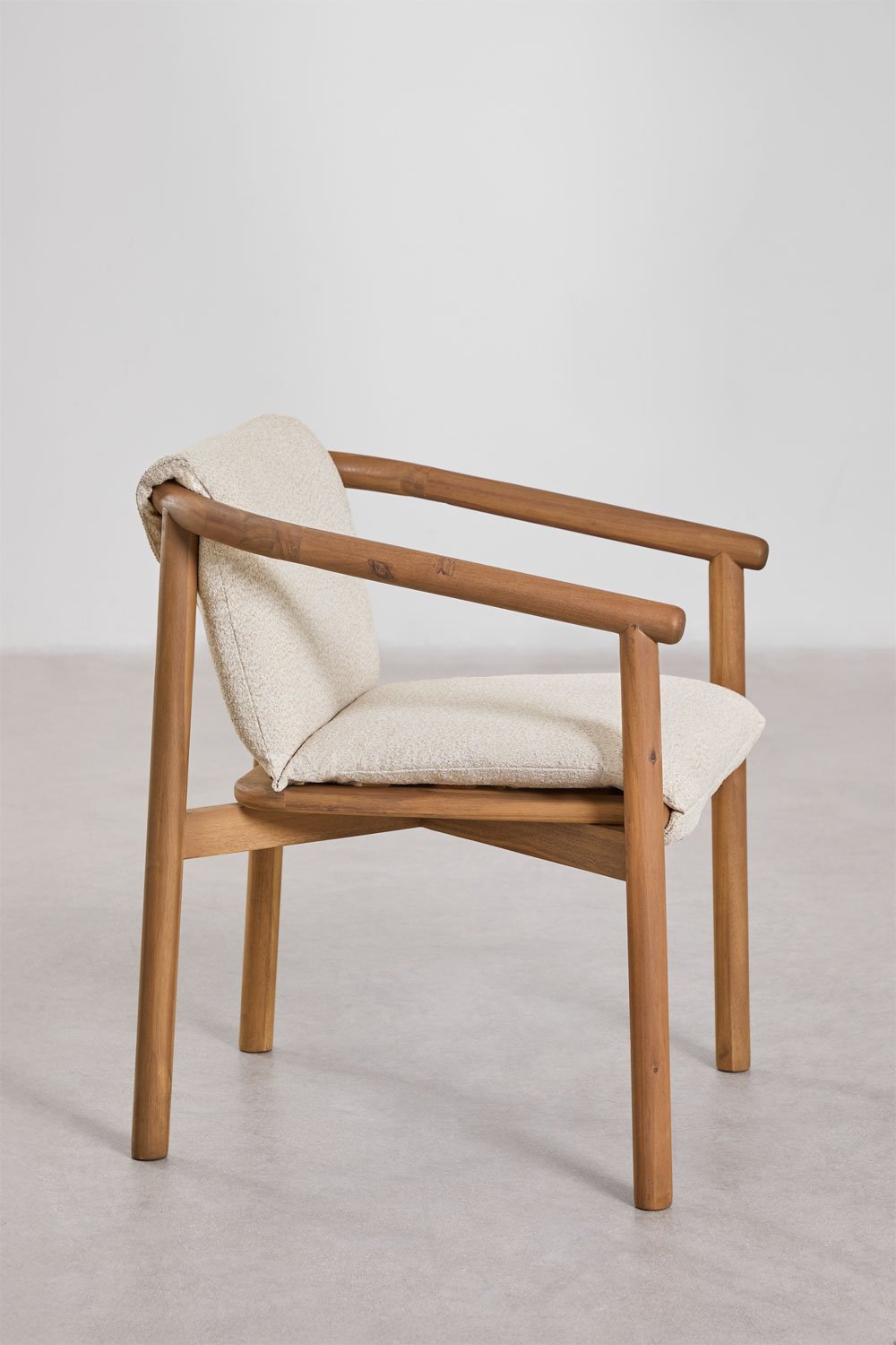 Pakket van 4 Elmina Acacia Houten Eetkamerstoelen met Armleuningen, galerij beeld 4