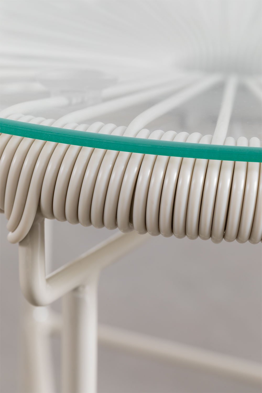 Tuinset met 2 stapelbare fauteuils en bijzettafel in staal en synthetisch riet Maryland, galerij beeld 8