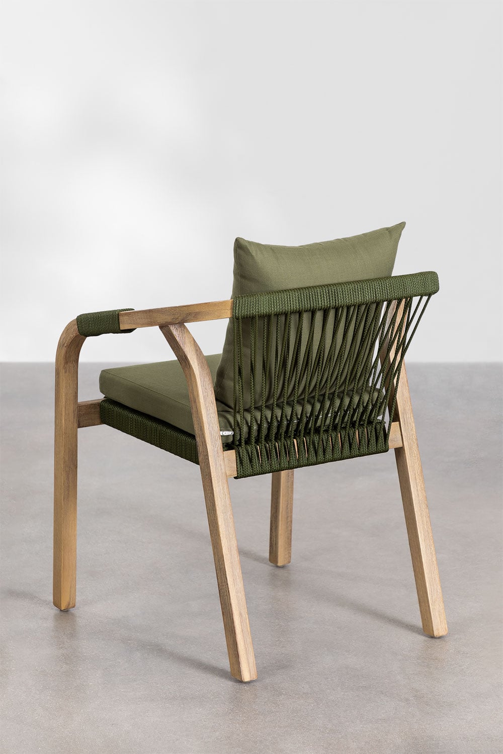 Set van rechthoekige tafel 200-260-320x100 cm uitschuifbaar en 8 tuinstoelen met armleuningen van acaciahout Dubai, galerij beeld 7