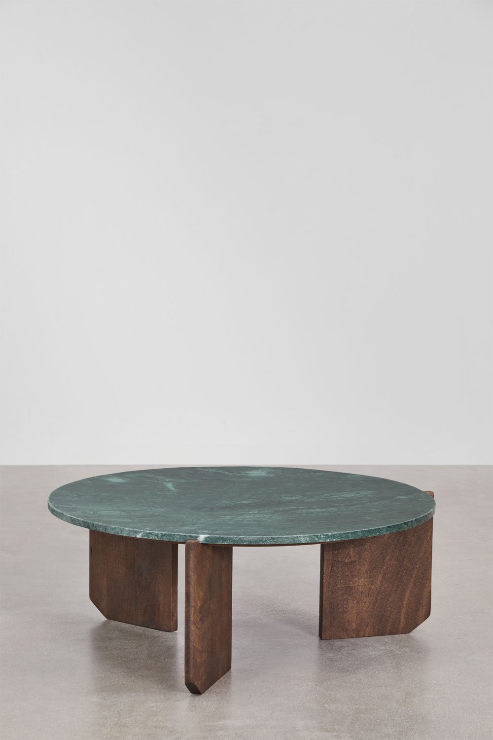 Ronde salontafel van natuursteen en mangohout Lavinia, galerij beeld 3