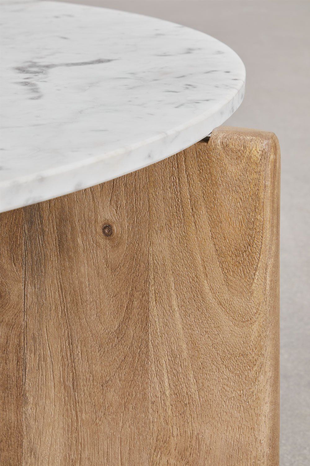 Ronde salontafel van natuursteen en mangohout Lavinia, galerij beeld 6