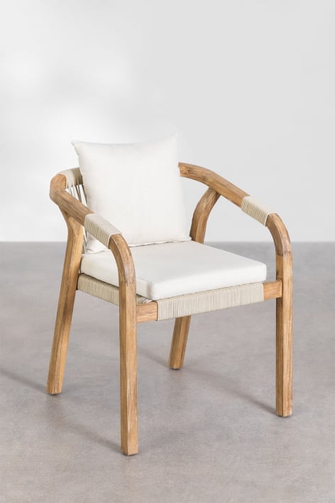 Set van 2 eetkamerstoelen met armleuningen van acaciahout Dubai - Gardenia Wit