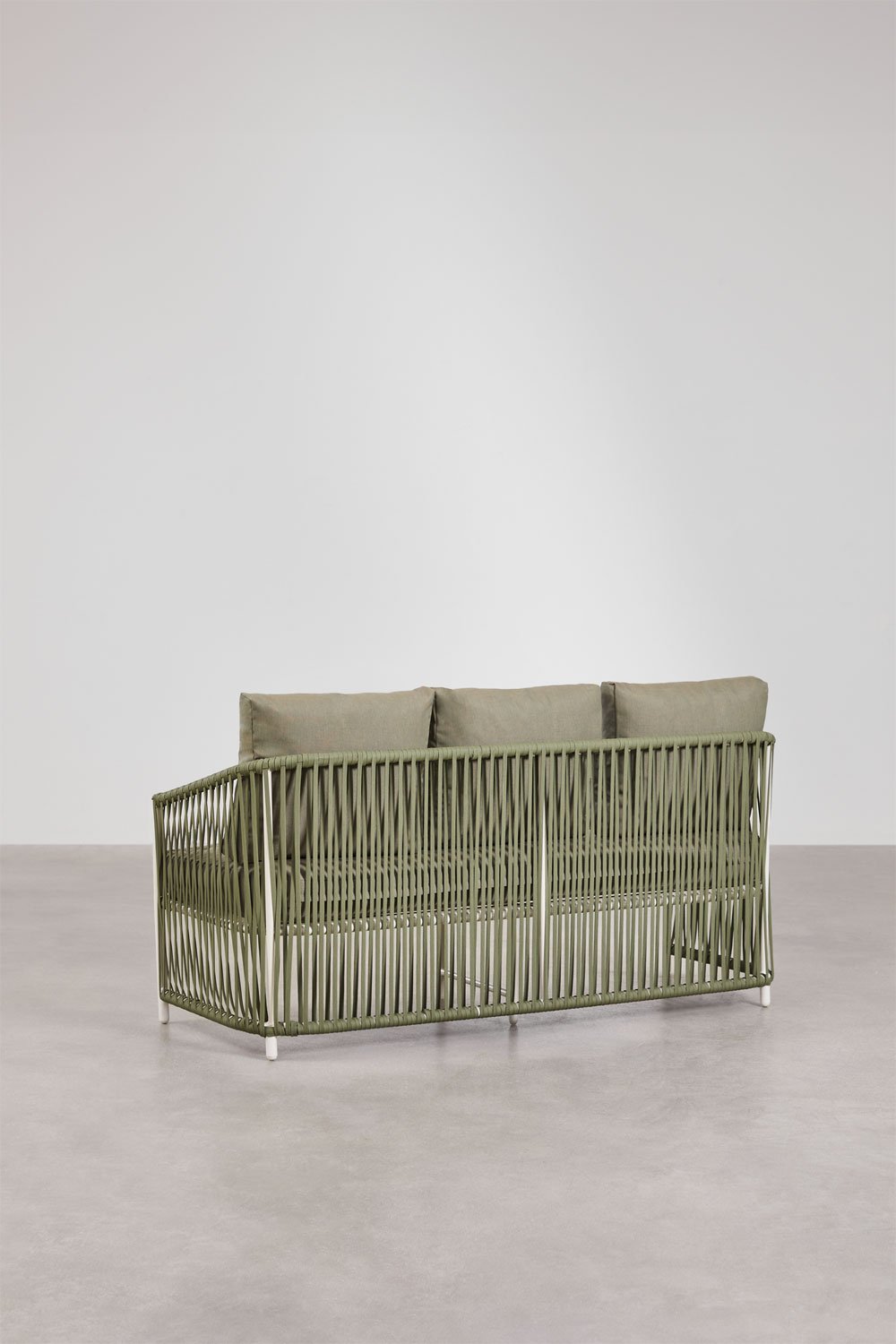 Tuinset met een 2-zitsbank, 2 fauteuils en salontafels van aluminium en Sophie gevlochten touw., galerij beeld 7