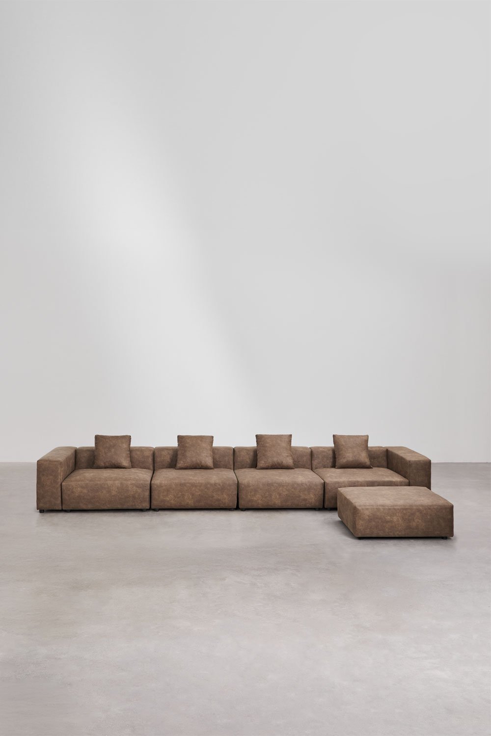 Bruna modulaire 4-delige bank met hoge armleuning en poef ↔︎480 cm, galerij beeld 4