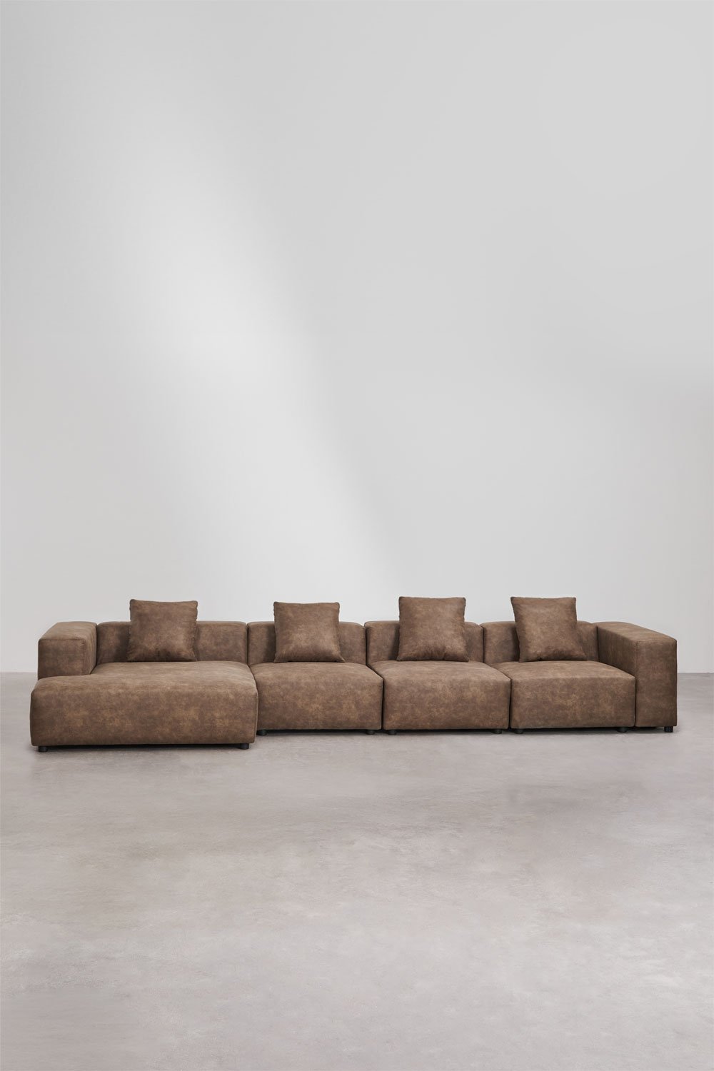 Modulaire bank met linker chaise longue van 4 delen ↔︎420 cm met hoge armleuning Bruna, galerij beeld 4