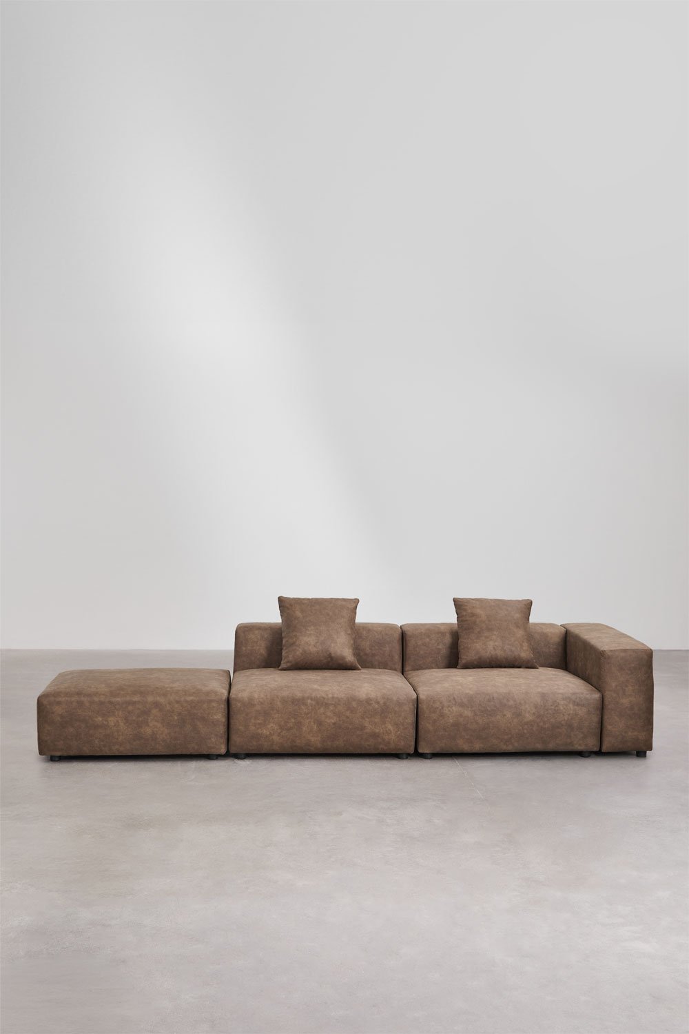 Bruna modulaire hoekbank met hoge armleuning en poef ↔︎345 cm, galerij beeld 4