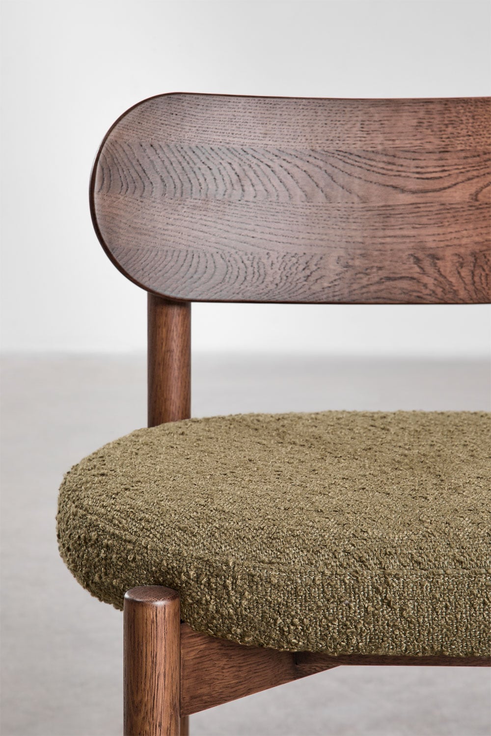 Set van 4 Bianca gestoffeerde eiken eetkamerstoelen, galerij beeld 6