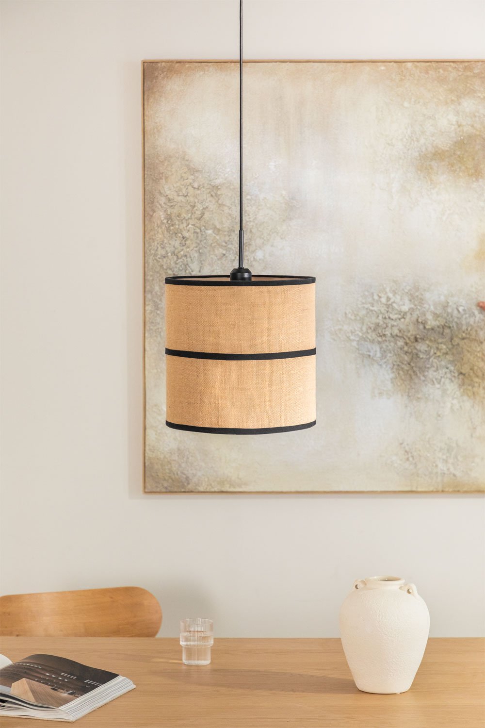 Olinda plafondlamp van jute en katoen, galerij beeld 1