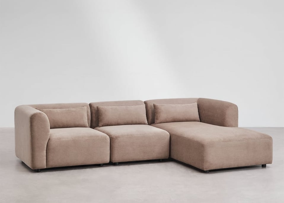 Rechtsmodulaire chaise longue bank van 3 delen Fogler - Corduroy Kameelbruin