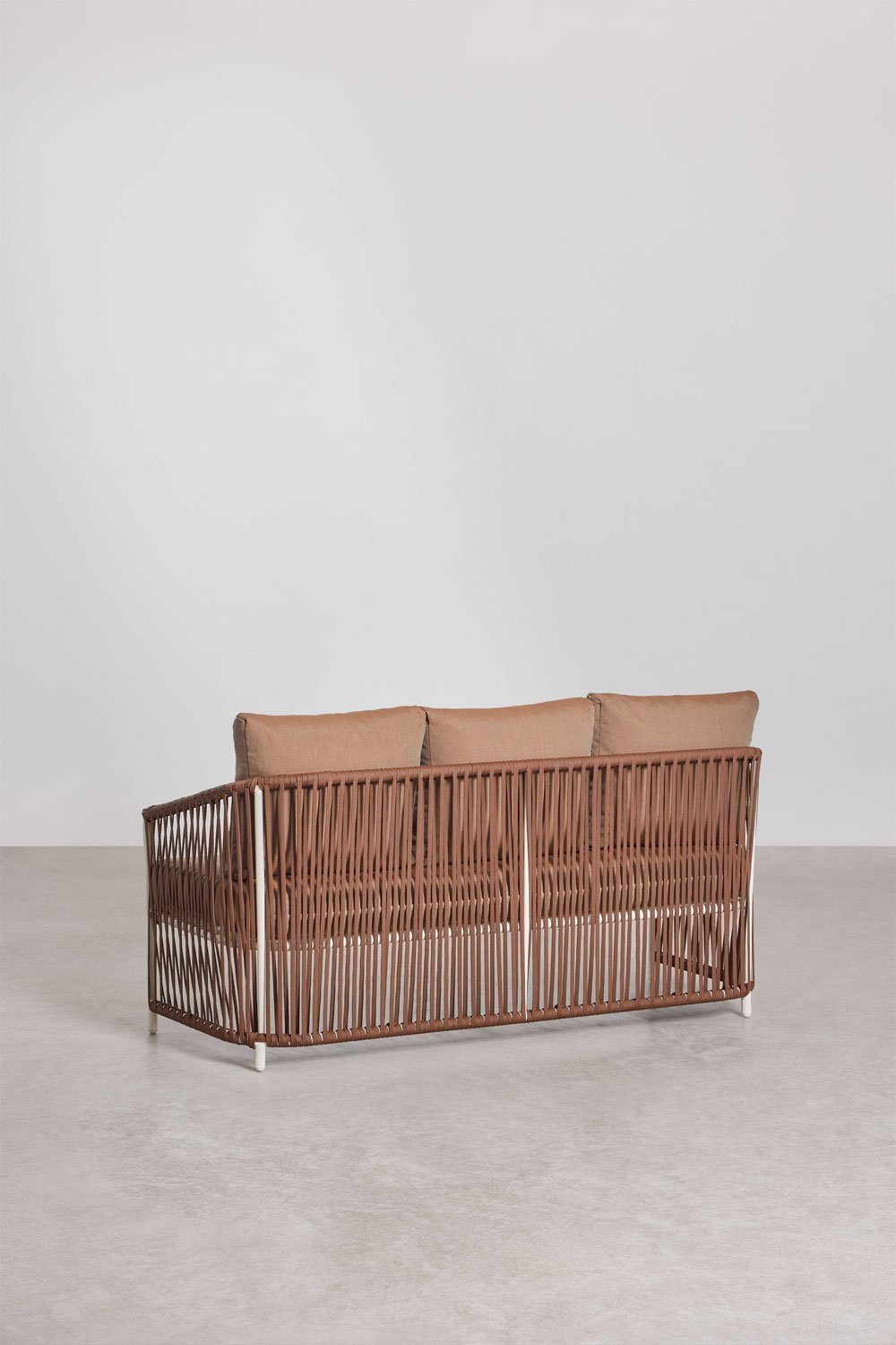 Tuinset met een 2-zitsbank, 2 fauteuils en salontafels van aluminium en Sophie gevlochten touw., galerij beeld 6