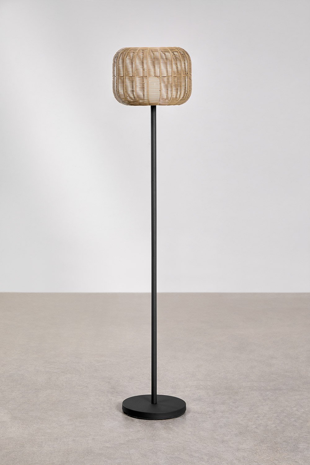 Ovela draadloze LED-buitenvloerlamp van ijzer en gevlochten touw, galerij beeld 2