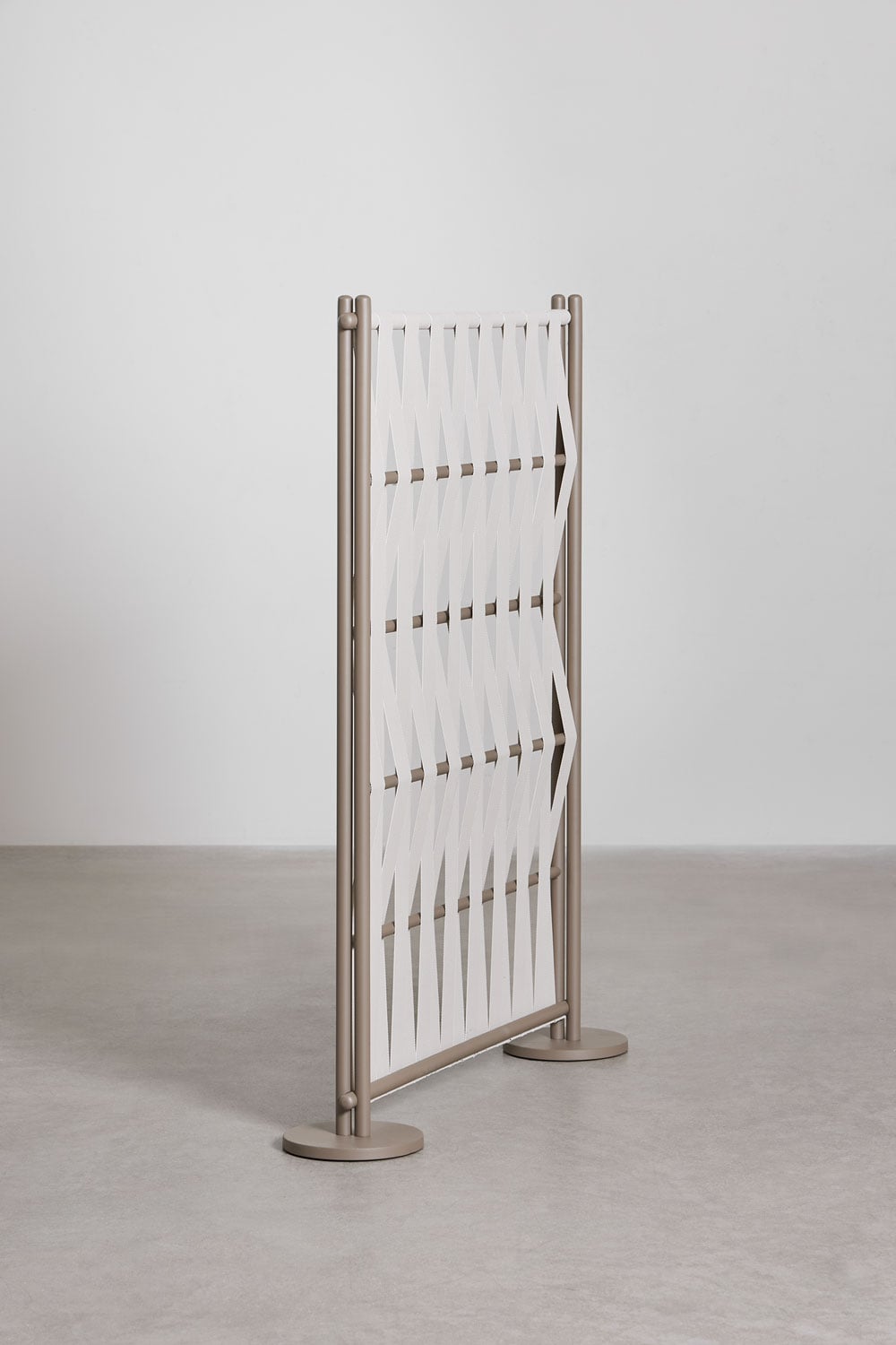 Set van 2 paravents voor de tuin 105x150 cm van aluminium en beige-crème touw Tunas, galerij beeld 4
