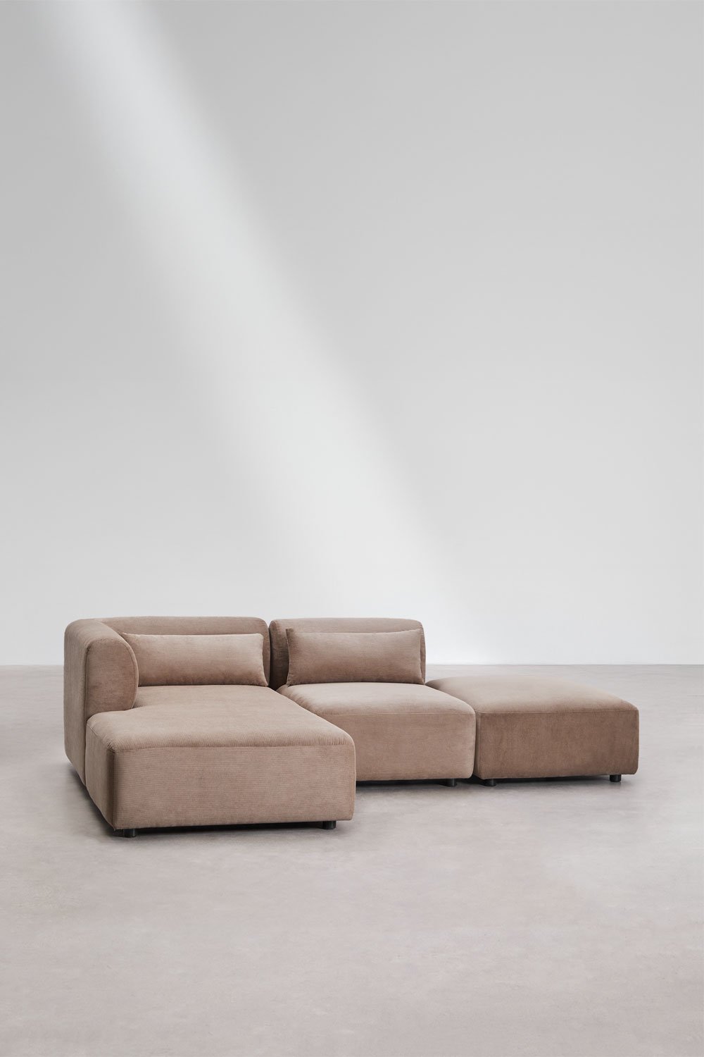 2-delige chaise longue modulaire bank links met Fogler poef, galerij beeld 3