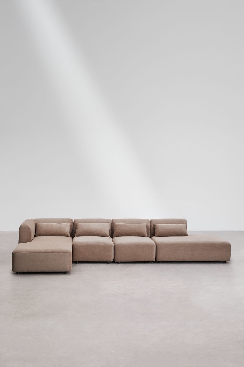 Modulaire linkerhoekbank met chaise longue van 4 delen met divan Fogler, galerij beeld 4