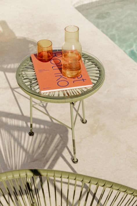 Ronde tuintafel Ø45 cm in staal en synthetisch riet Acapulco