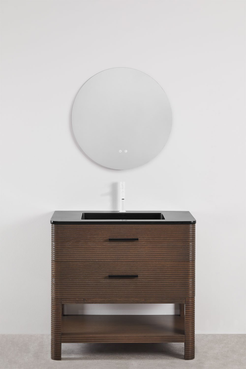 Badmeubelset 90x50 cm van hout met geïntegreerde wastafel Misene, galerij beeld 2