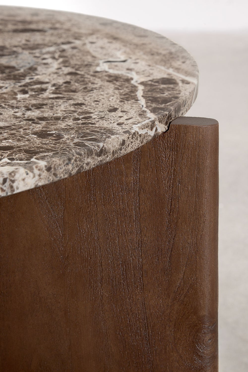 Ronde salontafel van natuursteen en mangohout Lavinia, galerij beeld 6