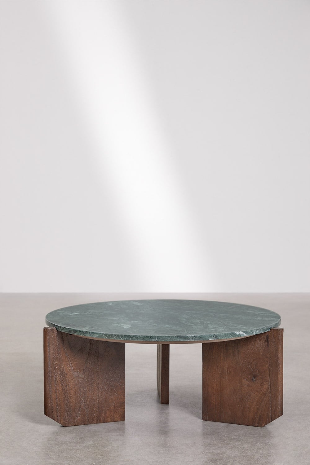 Ronde salontafel van natuursteen en mangohout Lavinia, galerij beeld 4