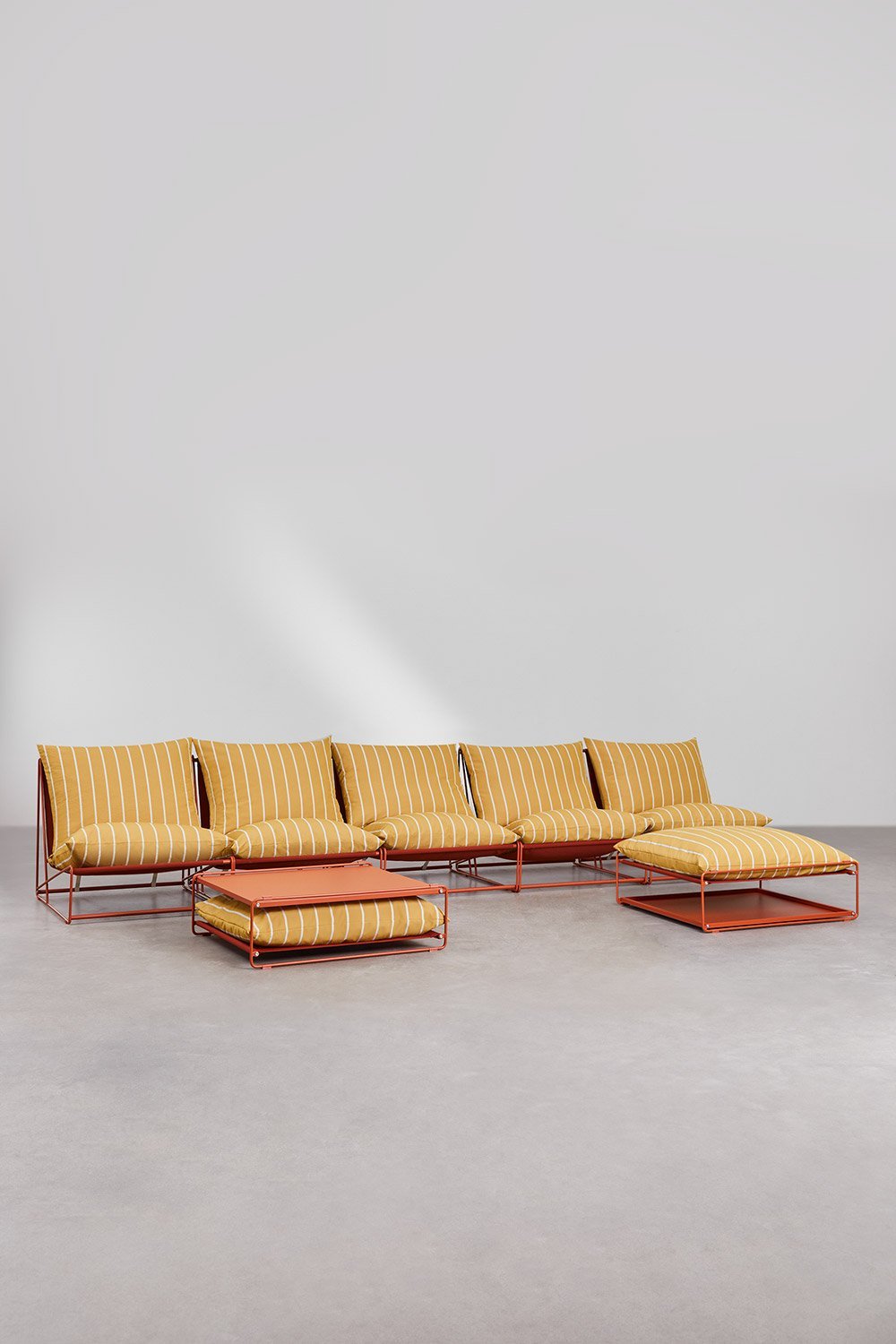 Tuinset met 5-delige modulaire bank, bijzettafel en omvormbare poef Amaro, galerij beeld 3