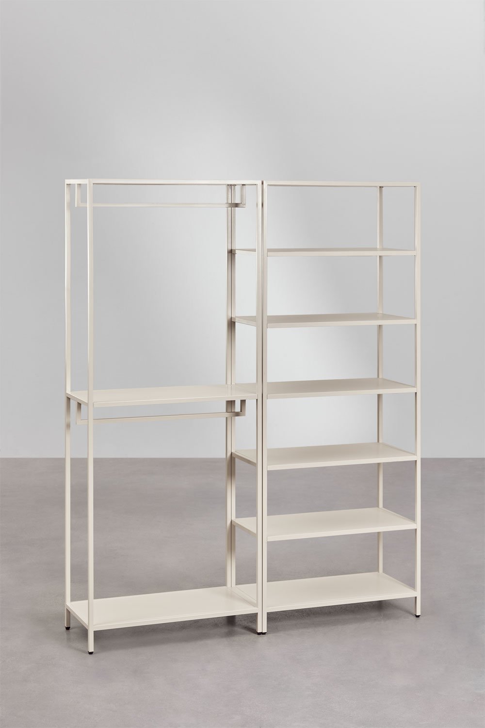 Janine 2-delige open modulaire kledingkast met kledingrek en stalen planken, galerij beeld 3